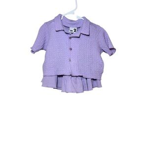 Cotton On Kids Two Piece Set Purple Button Down Top with Matching Skirt Size 2T